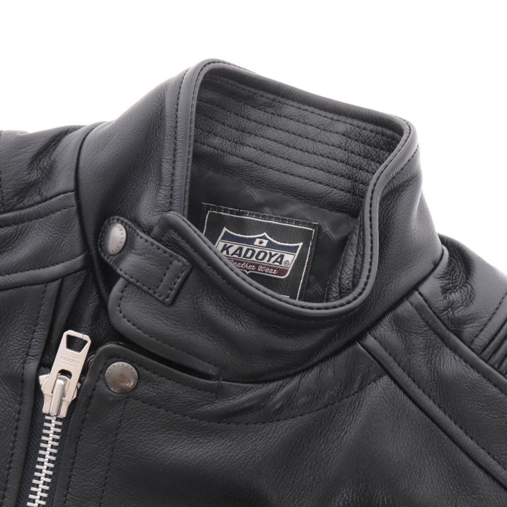 ■ KADOYA カドヤ K‘s LEATHER K`s PRODUCT ライダースジャケット アウター 牛革 レザー シャーリング タックロール メンズ L ブラック