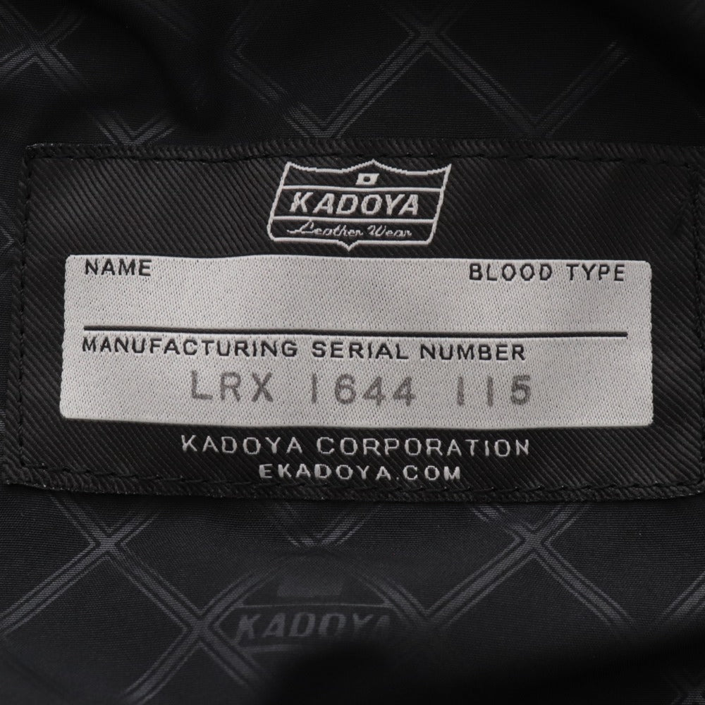 ■ KADOYA カドヤ K‘s LEATHER K`s PRODUCT ライダースジャケット アウター 牛革 レザー シャーリング タックロール メンズ L ブラック