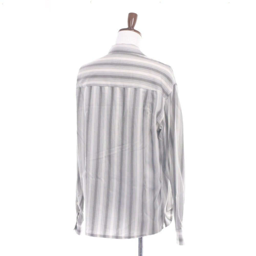 ■ PABLO VINCI パブロヴィンチ シャツ 長袖 トップス Ombre striped shirt ボタン ボタン 襟 ポケット メンズ M ライトグレー系 未使用