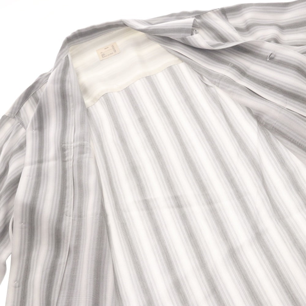 ■ PABLO VINCI パブロヴィンチ シャツ 長袖 トップス Ombre striped shirt ボタン ボタン 襟 ポケット メンズ M ライトグレー系 未使用