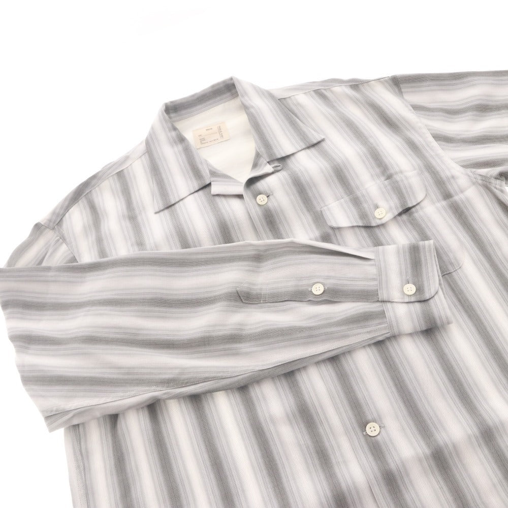■ PABLO VINCI パブロヴィンチ シャツ 長袖 トップス Ombre striped shirt ボタン ボタン 襟 ポケット メンズ M ライトグレー系 未使用