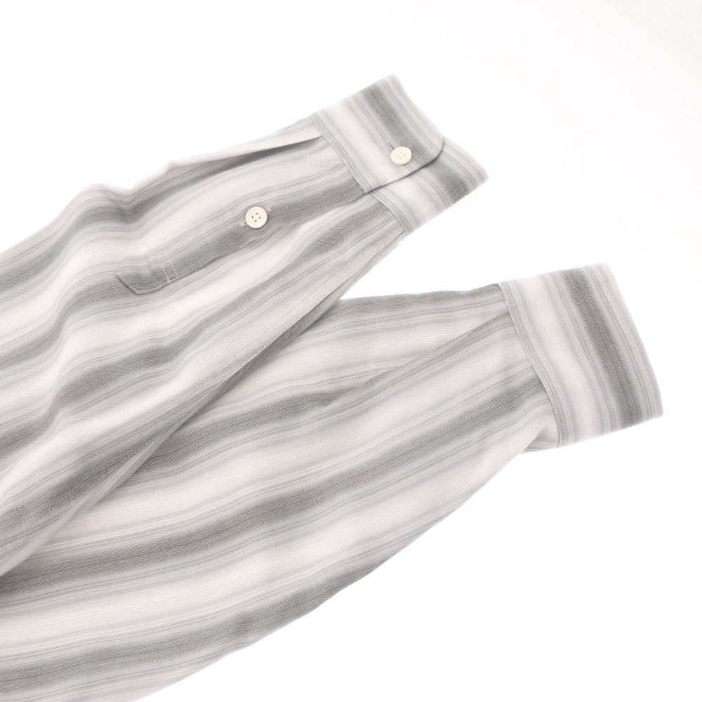 ■ PABLO VINCI パブロヴィンチ シャツ 長袖 トップス Ombre striped shirt ボタン ボタン 襟 ポケット メンズ M ライトグレー系 未使用