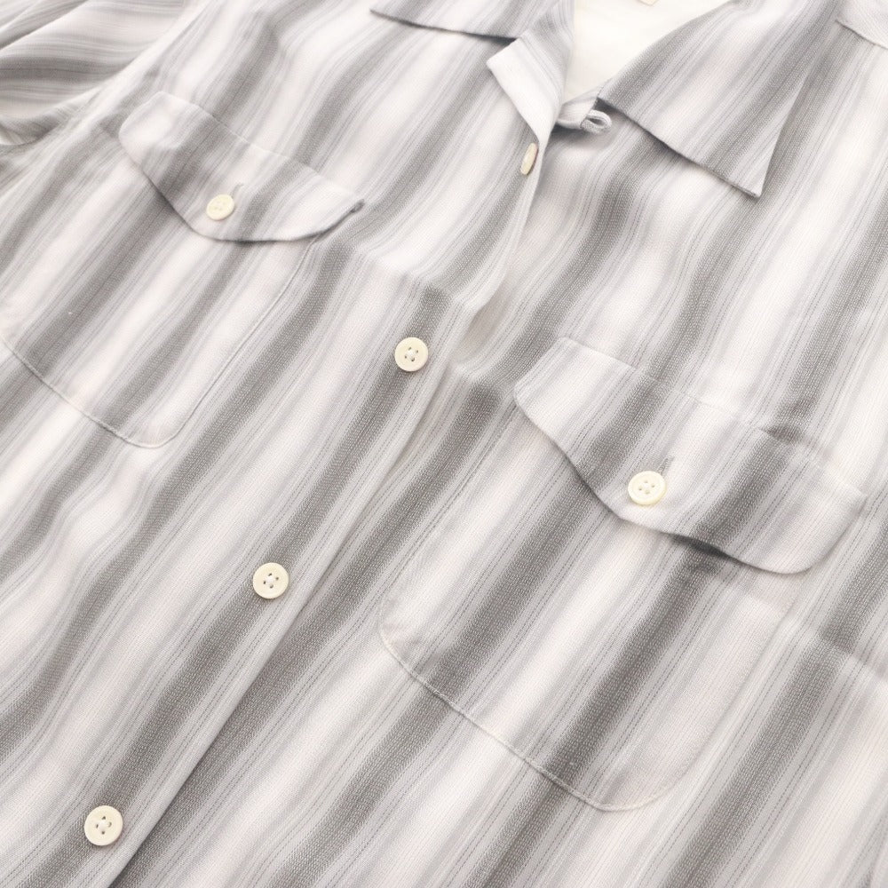 ■ PABLO VINCI パブロヴィンチ シャツ 長袖 トップス Ombre striped shirt ボタン ボタン 襟 ポケット メンズ M ライトグレー系 未使用