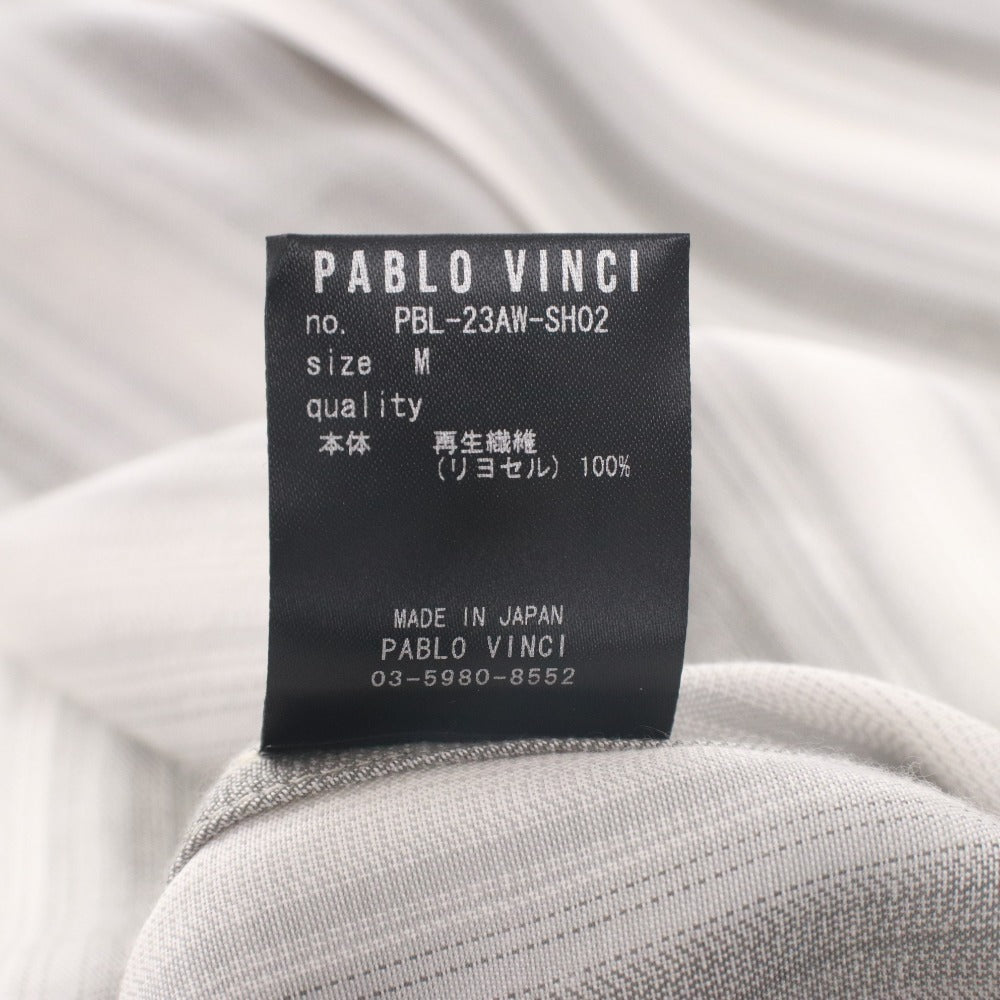■ PABLO VINCI パブロヴィンチ シャツ 長袖 トップス Ombre striped shirt ボタン ボタン 襟 ポケット メンズ M ライトグレー系 未使用