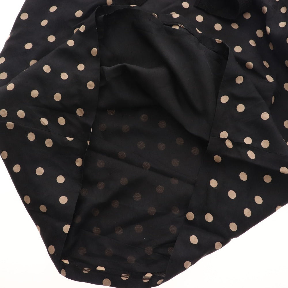 ■ ポールカ ワンピース ノースリーブ トップス ボトムス リボン シルク100％ 水玉 レディース 38 ブラック