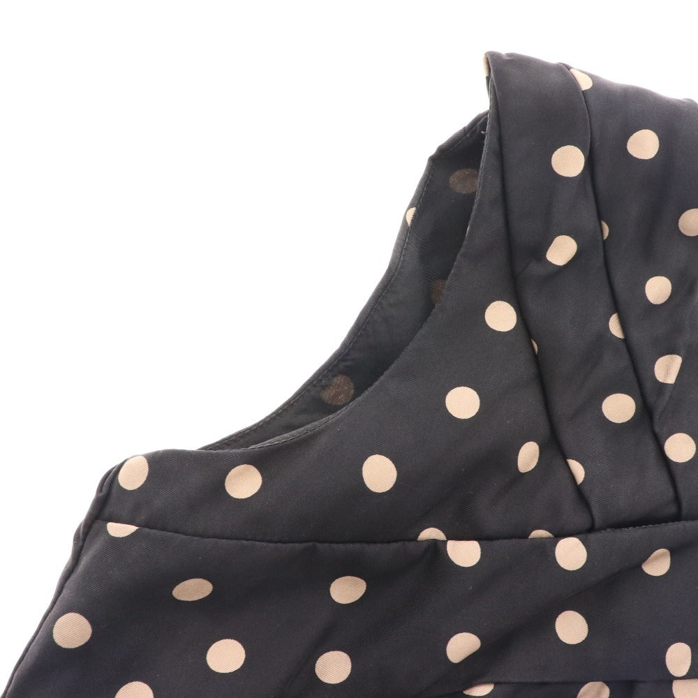 ■ ポールカ ワンピース ノースリーブ トップス ボトムス リボン シルク100％ 水玉 レディース 38 ブラック