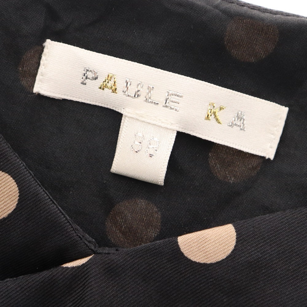 ■ ポールカ ワンピース ノースリーブ トップス ボトムス リボン シルク100％ 水玉 レディース 38 ブラック