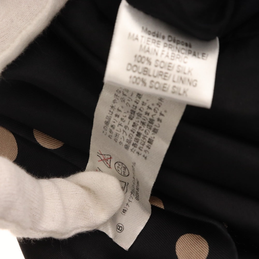 ■ ポールカ ワンピース ノースリーブ トップス ボトムス リボン シルク100％ 水玉 レディース 38 ブラック