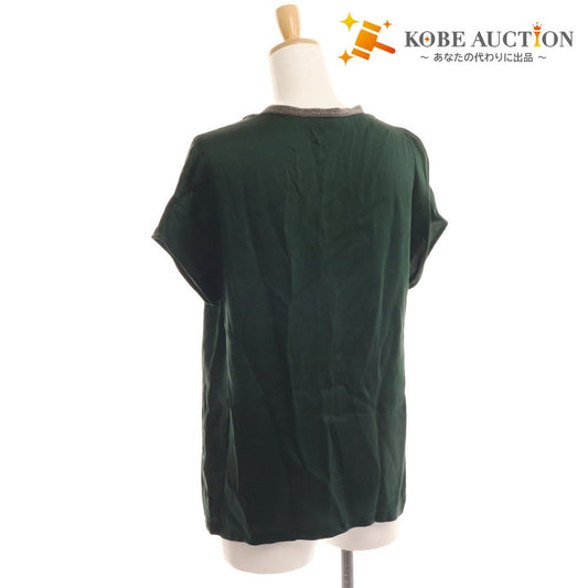 ■ Fabiana Filippi Blouse Cut and Sewn French Sleeve Top 100% Silk Women's S Green