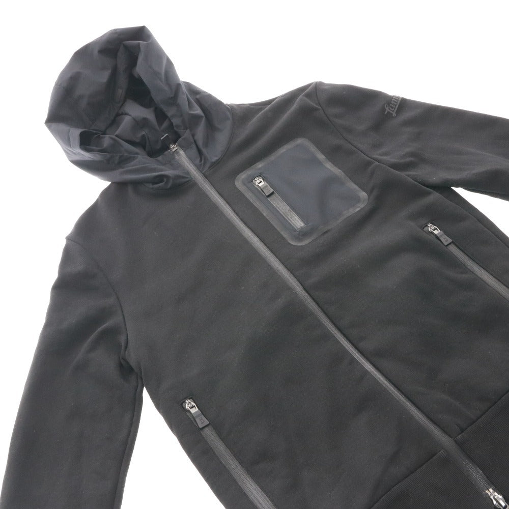 HERNO Laminar Men's Jacket, Size 46, Black, Zippered, Pockets, Hooded
