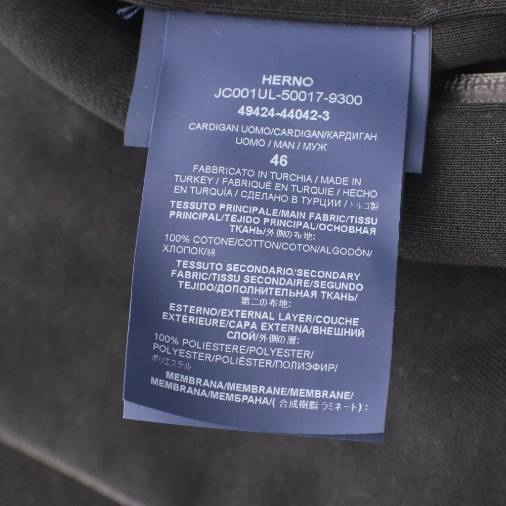 HERNO Laminar Men's Jacket, Size 46, Black, Zippered, Pockets, Hooded