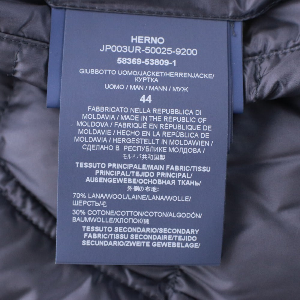 ■ HERNO ヘルノ ジャケット アウター ファスナー ポケット フード メンズ レディース 44 ネイビー ダークネイビー