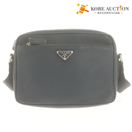 ■ PRADA プラダ ショルダーバッグ 鞄 2VH094 165 トライアングルロゴ ヴィッテロ シティ レザー 革 メンズ レディース ネイビー