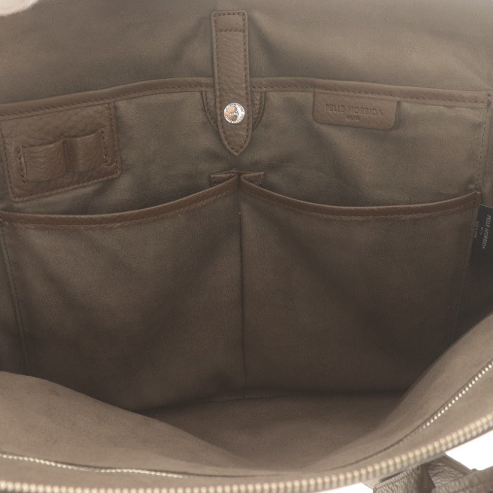 ■ PELLE MORBIDA ペッレモルビダ ハンドバッグ ビジネスバッグ 鞄 ファスナー ポケット レザー メンズ ブラウン系