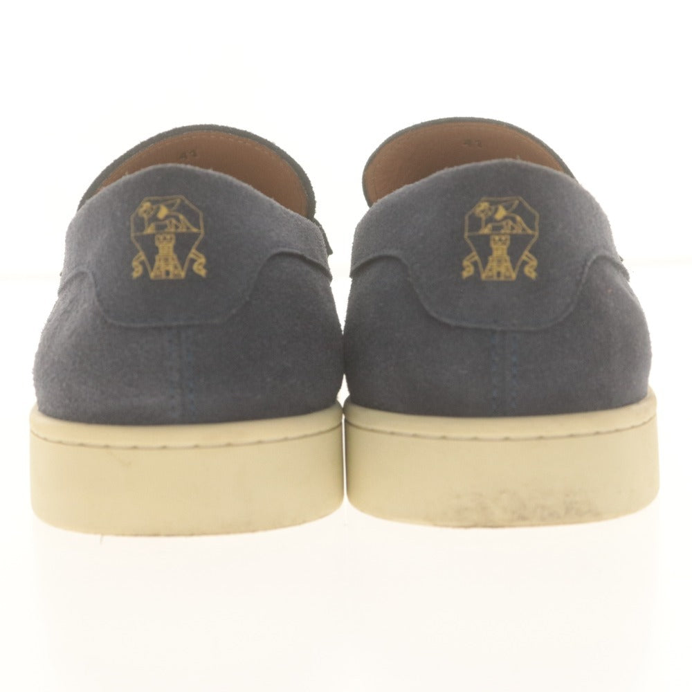■ BRUNELLO CUCINELLI ブルネロクチネリ スニーカー シューズ 靴 スエードペニーローファー メンズ 41 (26.0cm相当) ネイビー系 箱付き