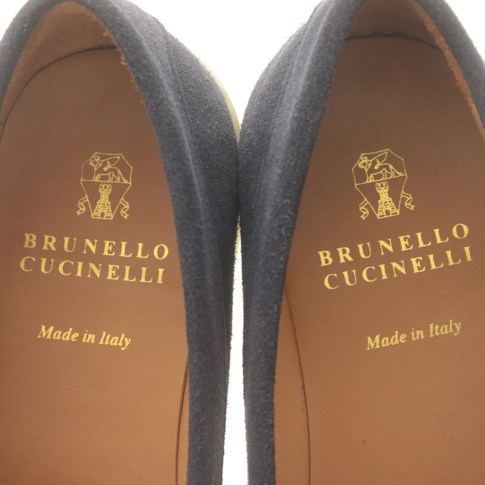 ■ BRUNELLO CUCINELLI ブルネロクチネリ スニーカー シューズ 靴 スエードペニーローファー メンズ 41 (26.0cm相当) ネイビー系 箱付き