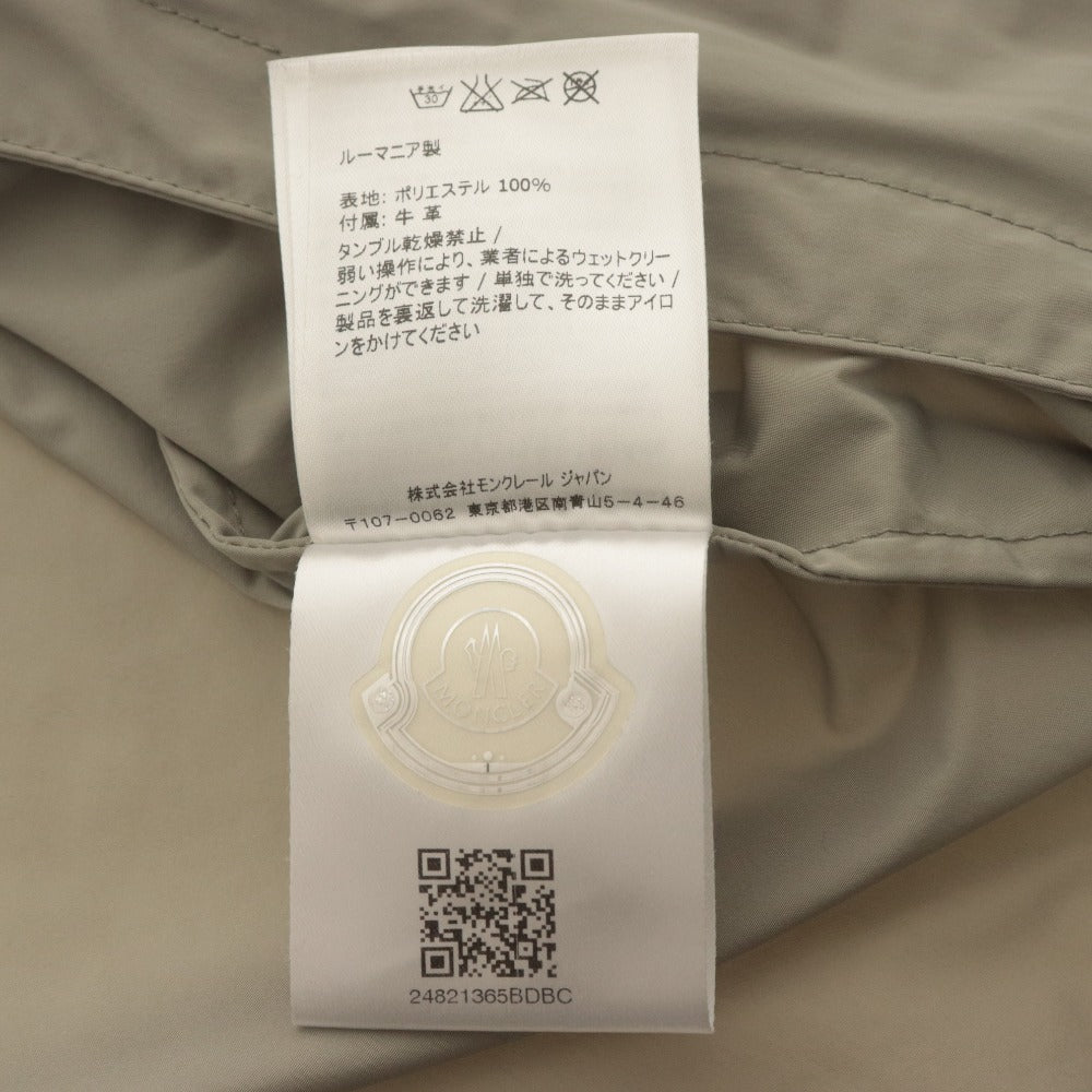 ■ MONCLER モンクレール ジャケット アウター ファスナー ポケット フード 無地 ロゴワッペン メンズ 2 カーキグレー系