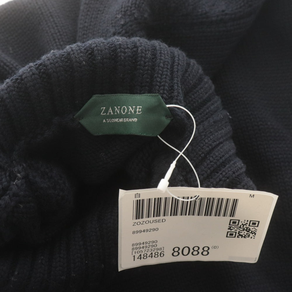 ■ ZANONE ザノーネ ニット トップス タートルネック 長袖 無地 メンズ 48 ダークネイビー