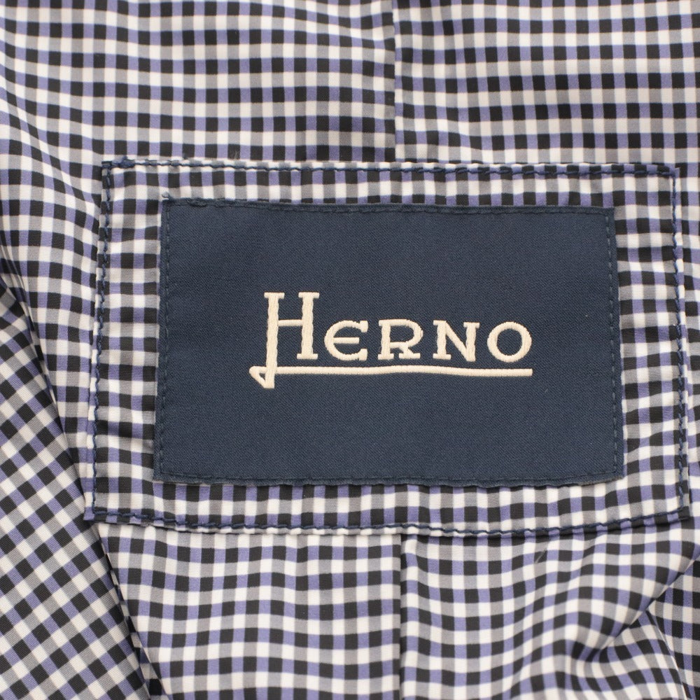 ■ HERNO ヘルノ テーラードジャケット アウター ボタン ポケット チェック柄 イタリア製 メンズ 46 ネイビー系 ライトグレー系