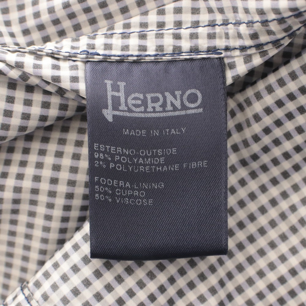 ■ HERNO ヘルノ テーラードジャケット アウター ボタン ポケット チェック柄 イタリア製 メンズ 46 ネイビー系 ライトグレー系