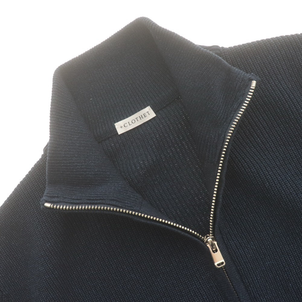 ■ +CLOTHET クロスクローゼット ニット カーディガン アウター 長袖 ジップアップ ポケット 無地 メンズ 2 ネイビー系