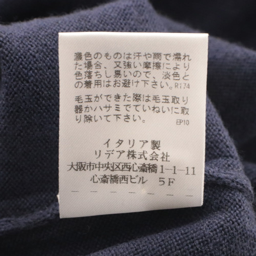 ■ Cruciani クルチアーニ ニット シャツ トップス 丸首 長袖 無地 メンズ 46 ネイビー系