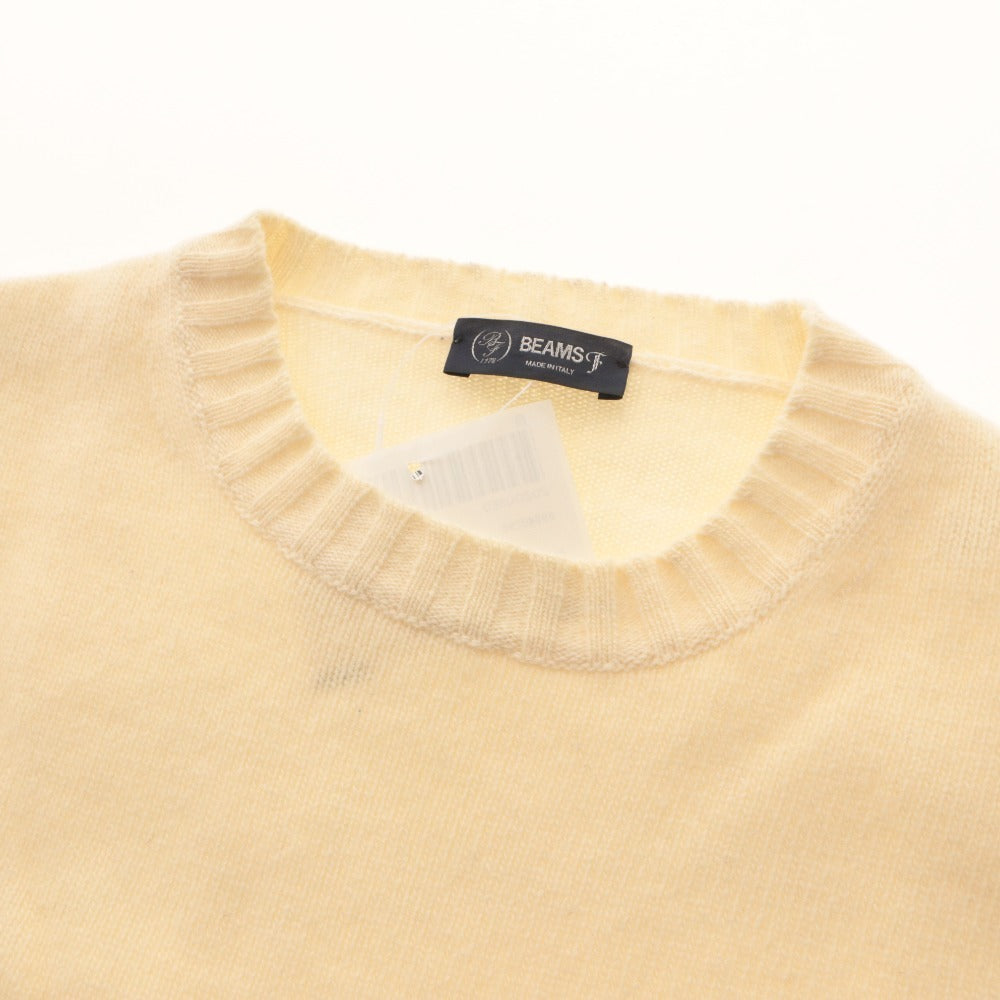 ■ BEAMS ビームス ニット シャツ トップス 丸首 長袖 無地 メンズ 48 アイボリー系