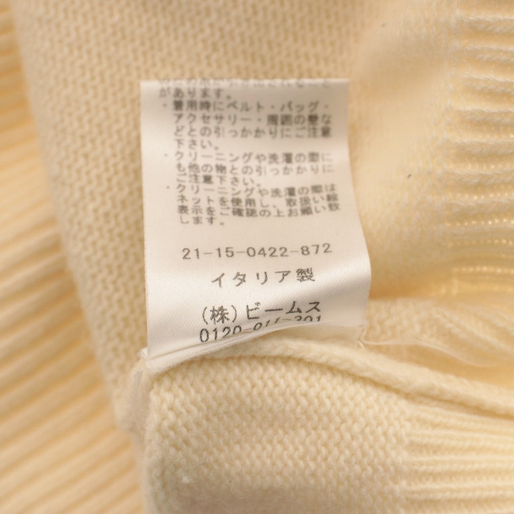 ■ BEAMS ビームス ニット シャツ トップス 丸首 長袖 無地 メンズ 48 アイボリー系