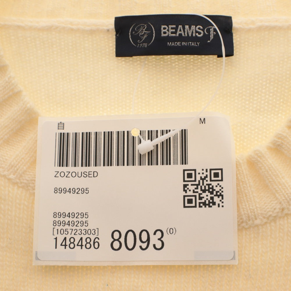 ■ BEAMS ビームス ニット シャツ トップス 丸首 長袖 無地 メンズ 48 アイボリー系