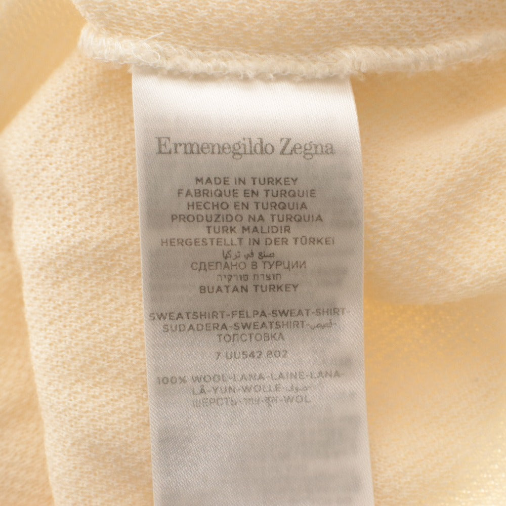 ■ Ermenegildo Zegna エルメネジルド・ゼニア ニット シャツ トップス HIGH PERFORMANCE 丸首 長袖 無地 メンズ XS アイボリー系