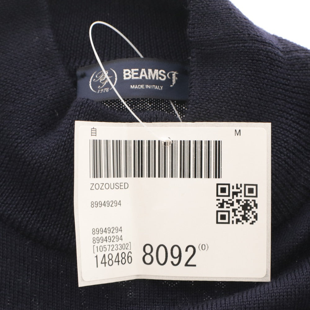 ■ BEAMS ビームス ニット シャツ トップス 丸首 長袖 無地 メンズ 46 ネイビー系