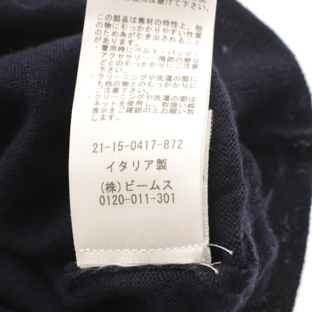 ■ BEAMS ビームス ニット シャツ トップス 丸首 長袖 無地 メンズ 46 ネイビー系