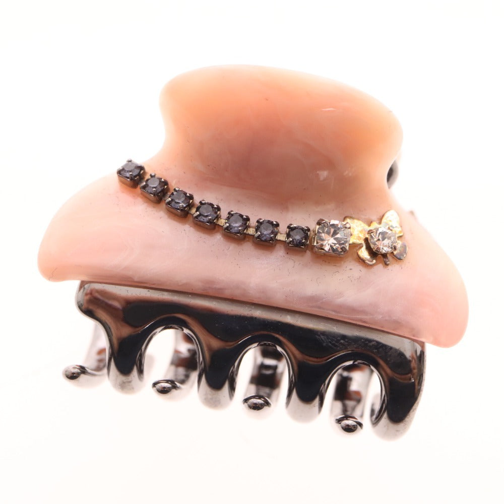 ■ アッカ ヘアクリップ 2点セット まとめ売り ヘアアクセサリー バンスクリップ 髪留め ビジュー レディース オレンジ ピンク 保管袋付き