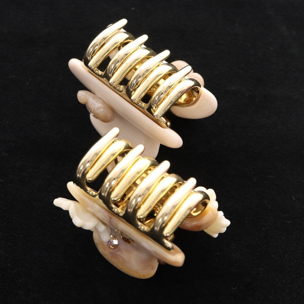 ■ アッカ ヘアクリップ ヘアアクセサリー 花 ラインストーン 2点セット まとめ売り レディース ホワイト ベージュ 付属品付き