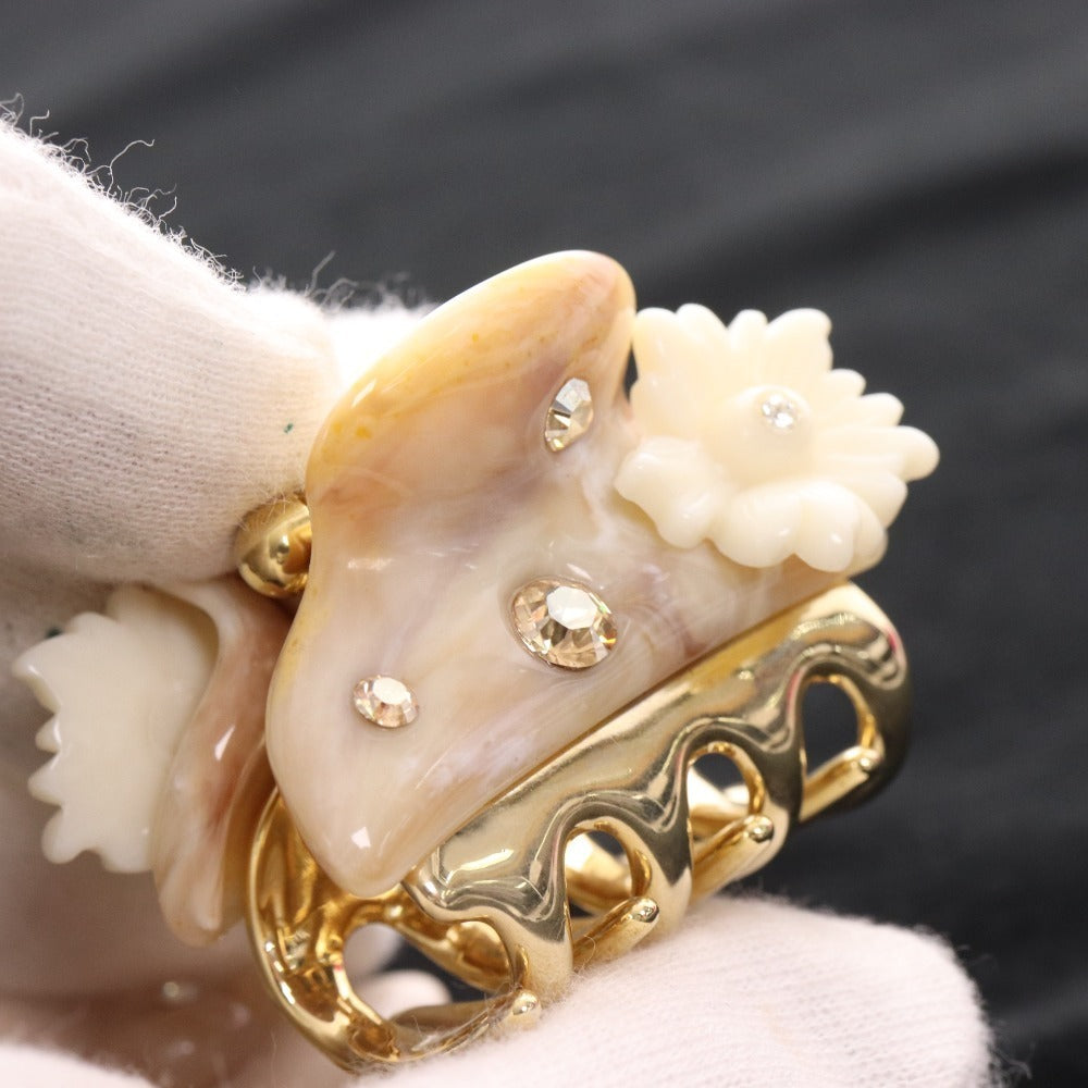 ■ アッカ ヘアクリップ ヘアアクセサリー 花 ラインストーン 2点セット まとめ売り レディース ホワイト ベージュ 付属品付き