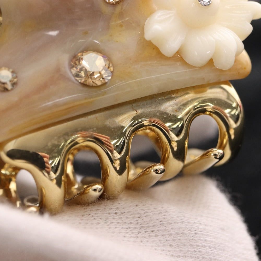 ■ アッカ ヘアクリップ ヘアアクセサリー 花 ラインストーン 2点セット まとめ売り レディース ホワイト ベージュ 付属品付き