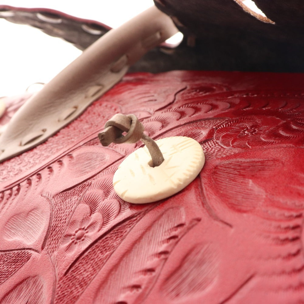 ■ GRACE CONTINENTAL Carving Tribes Handbag Bag Cowhide Ladies Red Accessories included Tags included Unused