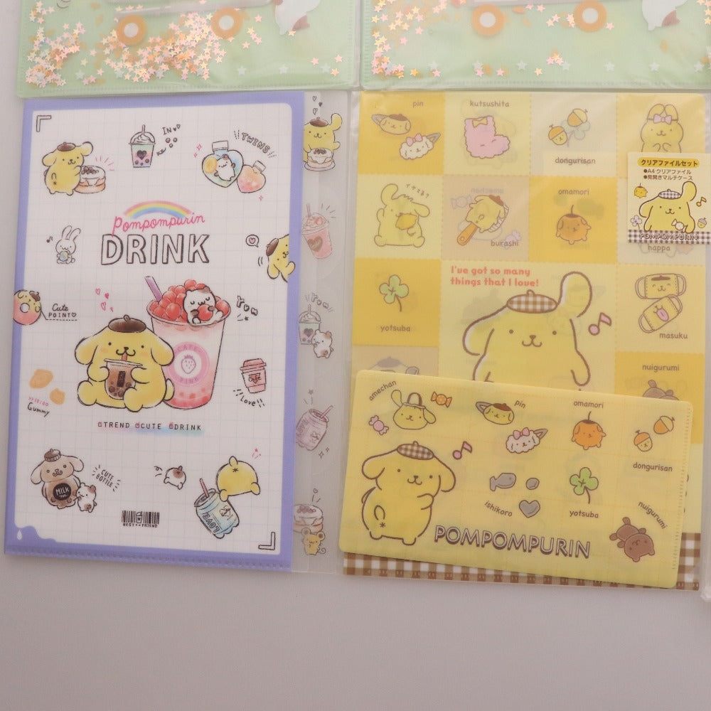 ■ サンリオ ポムポムプリン グッズ 11点セット まとめ売り 文房具 クリアファイル ポーチ ミラー ボールペン バッグ 未開封含む 未使用