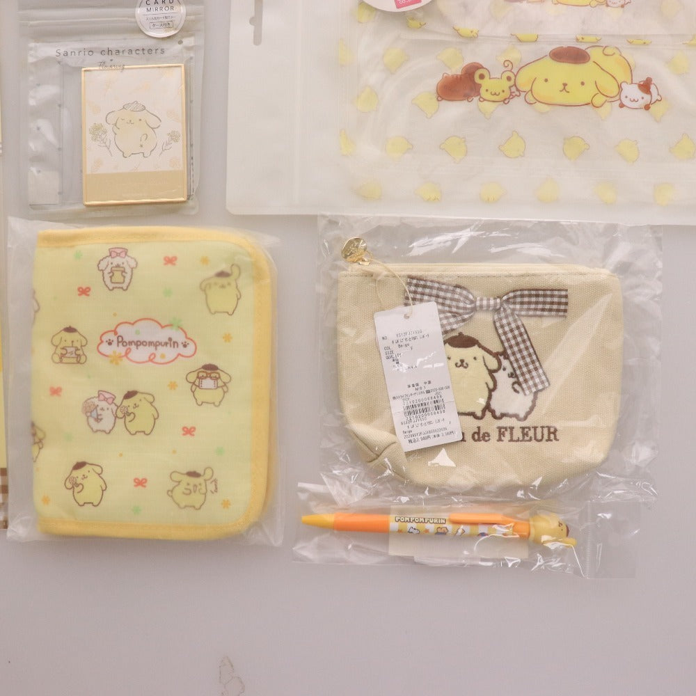 ■ サンリオ ポムポムプリン グッズ 11点セット まとめ売り 文房具 クリアファイル ポーチ ミラー ボールペン バッグ 未開封含む 未使用