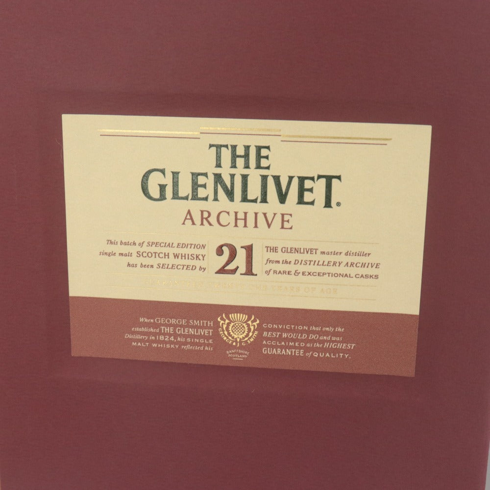 ■ Alcohol The Glenlivet Archive 21 Year Old Single Malt Whisky 700ml 43% Unopened Unused