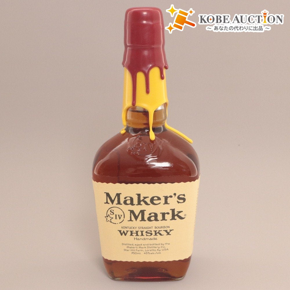 ■ Liquor: Maker's Mark Bourbon Whisky Double Wax / Wax Seal, Red & Yellow Top, 2 colors, 750ml, 45%, Unused, Unopened