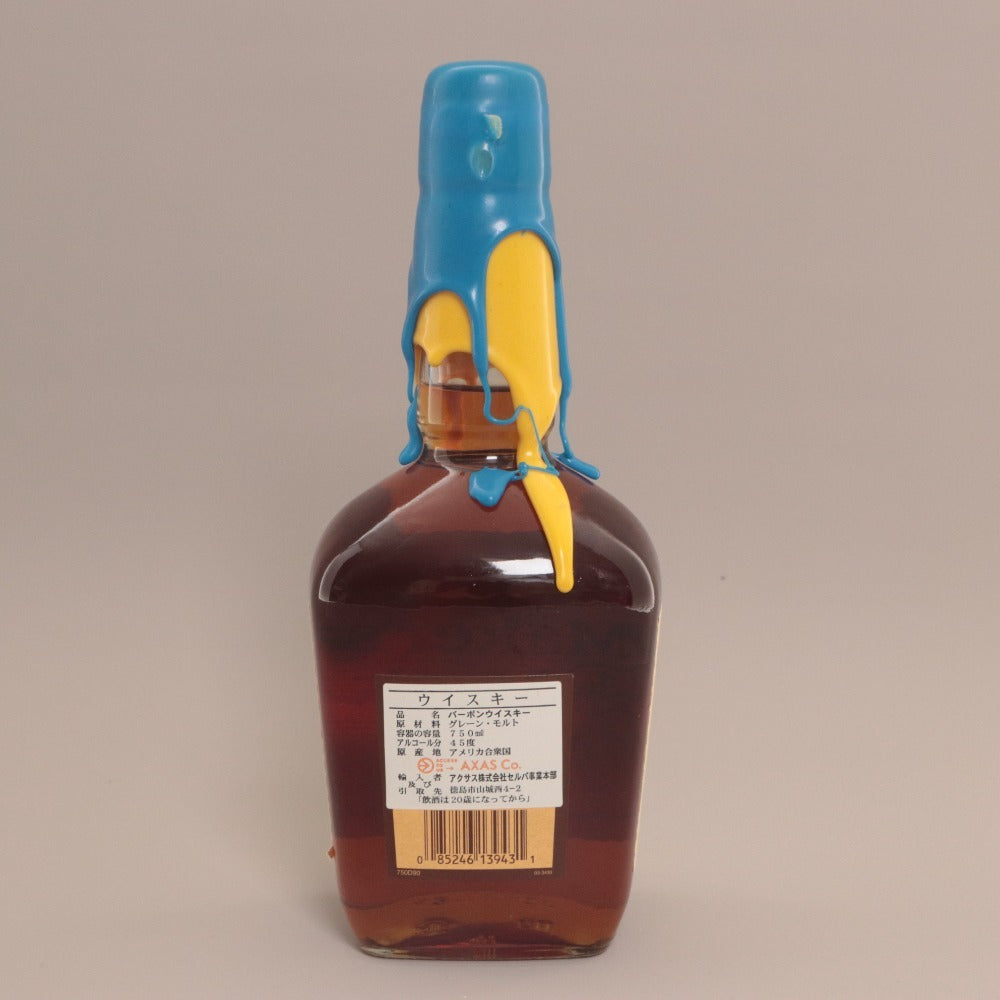 ■ Maker's Mark Bourbon Whiskey Double Wax/Seal Blue & Yellow Top 2-Color Special Limited Edition Bottle 750ml 45% Unused, Unopened
