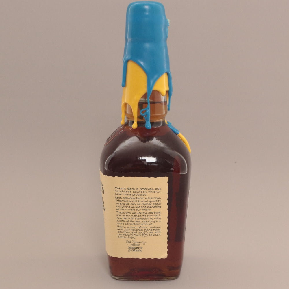 ■ Maker's Mark Bourbon Whiskey Double Wax/Seal Blue & Yellow Top 2-Color Special Limited Edition Bottle 750ml 45% Unused, Unopened