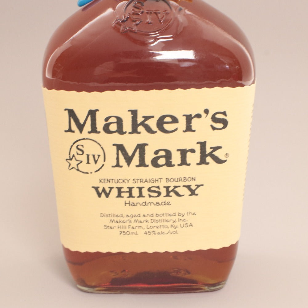 ■ Maker's Mark Bourbon Whiskey Double Wax/Seal Blue & Yellow Top 2-Color Special Limited Edition Bottle 750ml 45% Unused, Unopened