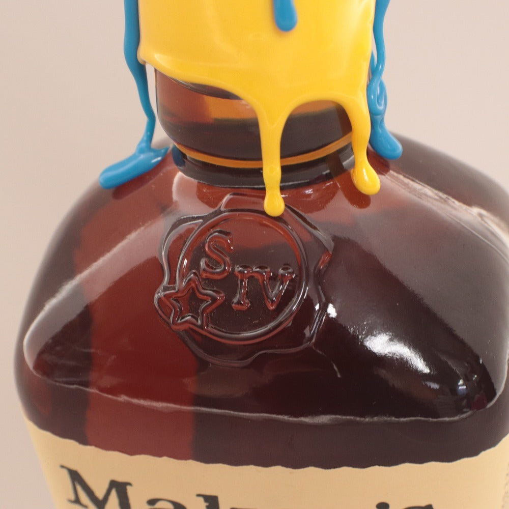 ■ Maker's Mark Bourbon Whiskey Double Wax/Seal Blue & Yellow Top 2-Color Special Limited Edition Bottle 750ml 45% Unused, Unopened