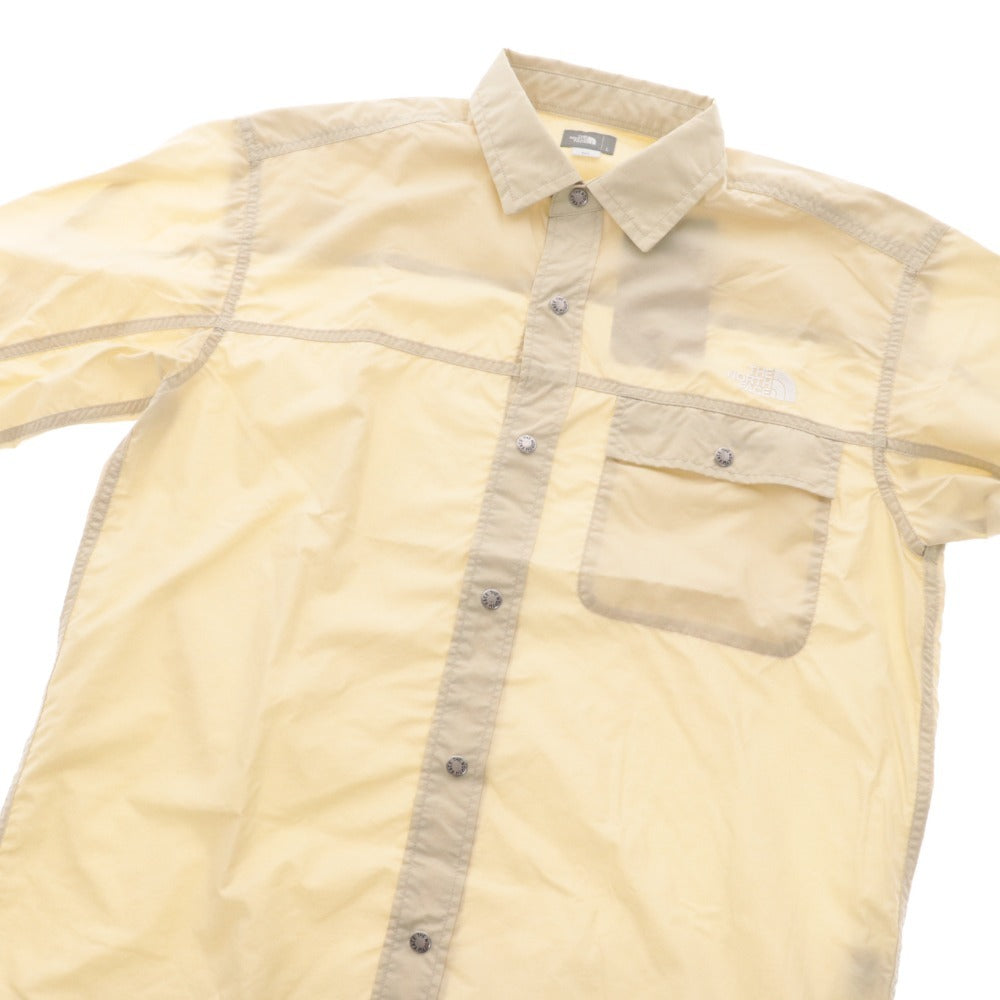 ■ ノースフェイス ロングスリーブヌプシシャツ 長袖 トップス ナイロン ジャケット 無地 ユニセックス L ベージュ系 タグ付き 未使用