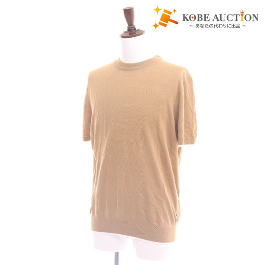 ■ ヒューゴボス ニットTシャツ ニットセーター Knit Wear 50496329 半袖 トップス メンズ M ブラウン ベージュ系 付属品付き 未使用