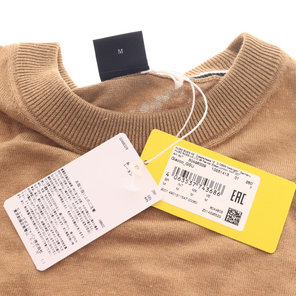 ■ ヒューゴボス ニットTシャツ ニットセーター Knit Wear 50496329 半袖 トップス メンズ M ブラウン ベージュ系 付属品付き 未使用