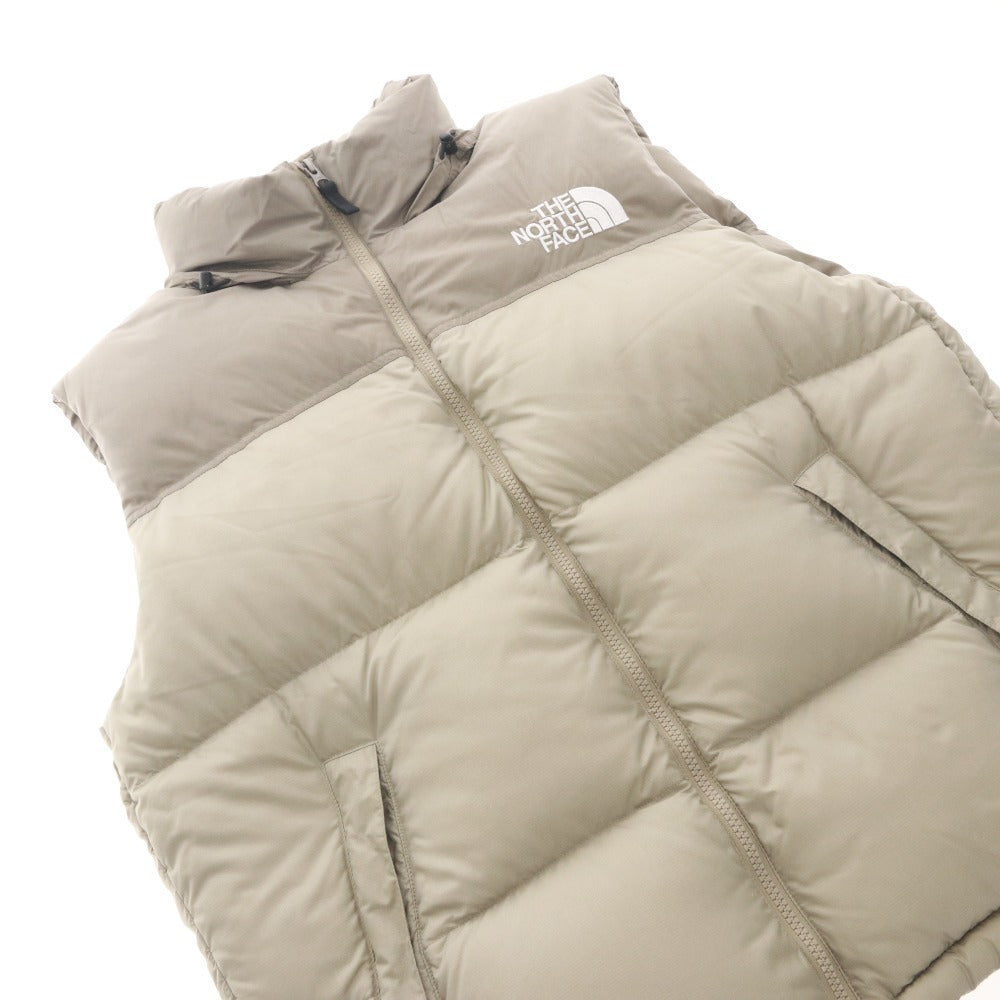 The North Face Down Vest Jacket ND92338, Men's Size L, Khaki Gray, Zippered, Pockets, Hooded