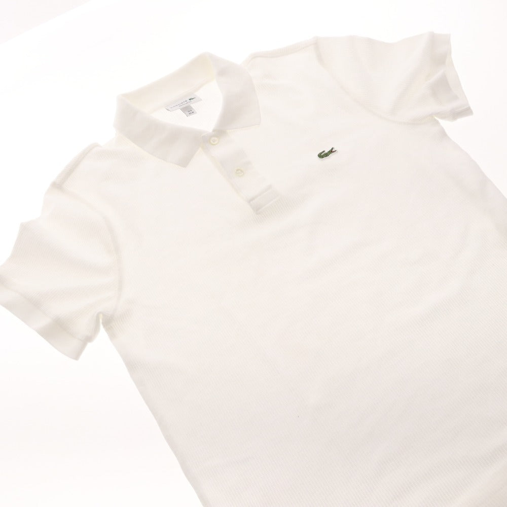 Lacoste polo shirt and shorts 2-piece set, top and bottoms, solid color, buttons, drawstring, pockets, accents, men's, size M, white, ivory